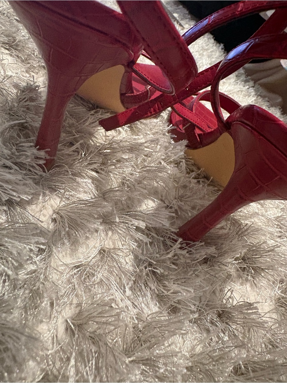 Marc Fisher Red Croc-Embossed Strappy Heels - Picture 6 of 6